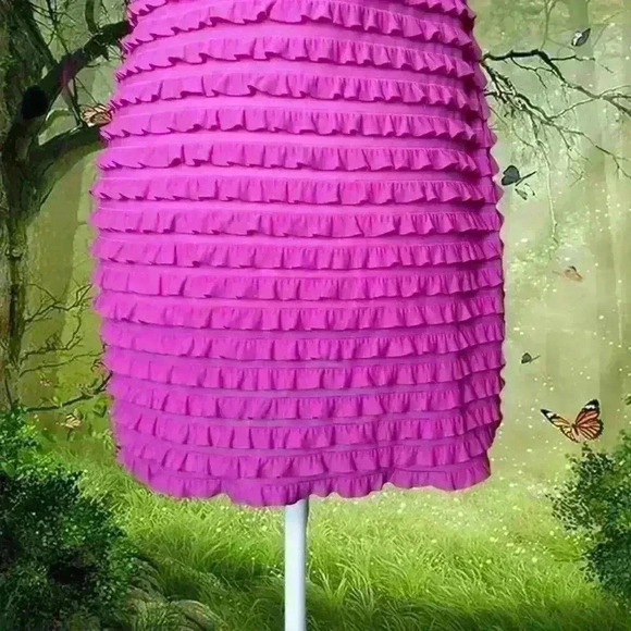 Y2k Hot Pink Ruffled Slip By Bisou Bisou Size Medium - Picture 6 of 9